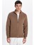 Erkek Slim Fit Dar Kesim Desenli Yarım Balıkçı Yaka Fermuarlı Kahve Hırka 3