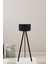 Art Tripod Ahşap Ayaklı Lambader Köşe Lambası Siyah Kumaş Dark 2