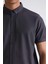 Antrasit Slim Fit Gömlek Yaka Düğmeli T-Shirt 3