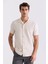 Bej Slim Fit Gömlek Yaka Düğme Detaylı T-Shirt 1
