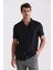 Siyah Slim Fit Gömlek Yaka Düğme Detaylı T-Shirt 1