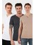 Pamuklu Düğme Detaylı Slim Fit V Yaka 3'lü Paket T Shirt Erkek T Shirt 5902122S3 1