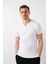 Pamuklu Düğme Detaylı Slim Fit V Yaka 3'lü Paket T Shirt Erkek T Shirt 5902122S3 2