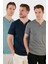 Pamuklu Düğme Detaylı Slim Fit V Yaka 3'lü Paket T Shirt Erkek T Shirt 5902122S3 1