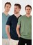 Pamuklu Düğme Detaylı Slim Fit V Yaka 3'lü Paket T Shirt Erkek T Shirt 5902122S3 1