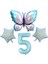 Mavi Kelebekli Happy Birthday 5 Yaş Folyo Balon Set 1
