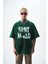 Erkek Star Baskılı Yıkamalı Oversize T-Shirt Yeşil 1