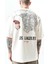 Erkek Los Angeles Baskılı Oversize T-Shirt Ekru 5
