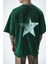 Erkek Star Baskılı Yıkamalı Oversize T-Shirt Yeşil 3