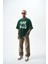 Erkek Star Baskılı Yıkamalı Oversize T-Shirt Yeşil 4