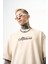 Erkek Mirrors Nakışlı Oversize T-Shirt Bej 4
