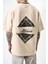 Erkek Mirrors Nakışlı Oversize T-Shirt Bej 5