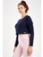 Regular Kadın Bisiklet Yaka Uzun Kol Açık Lacivert Sweatshirt 18557 1