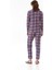 Ekose Desenli Gömlek Yaka Süet Pijama Takımı 3