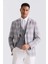 Gri Slim Fit Mono Yaka Kareli Kombinli Yelekli Takım Elbise 1