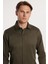 Slim Fit Pamuklu Düz Haki Erkek Gömlek 1