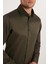Slim Fit Pamuklu Düz Haki Erkek Gömlek 2