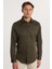 Slim Fit Pamuklu Düz Haki Erkek Gömlek 4