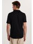 Slim Fit Kısa Kol Örme Kumaş Apaş Yaka Rahat Armürlü Doku Siyah Erkek Gömlek 5