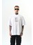Erkek Indefinite Baskılı Oversize T-Shirt Beyaz 2