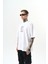 Erkek Indefinite Baskılı Oversize T-Shirt Beyaz 3