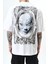 Erkek Indefinite Baskılı Oversize T-Shirt Beyaz 4