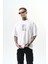 Erkek Indefinite Baskılı Oversize T-Shirt Beyaz 5
