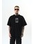 Erkek Indefinite Baskılı Oversize T-Shirt Siyah 2