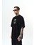 Erkek Indefinite Baskılı Oversize T-Shirt Siyah 3