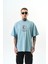 Erkek Indefinite Baskılı Oversize T-Shirt Bebe Mavi 2