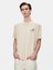 Erkek Kısa Kollu Sıfır Yaka Sırtı Baskılı Loose Bej T-shırt 2