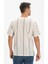 Büyük Beden Kısa Kol Şile Bezi Zımbalı Erkek Tshirt Ekru Gri Çizgili 2