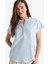 Regular Fit Apaş Yaka Flamlı Pamuk Kısa Kollu Bluz F1635AX25SM 1