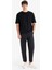 Oversize Geniş Kalıp Bisiklet Yaka Basic Düz Kısa Kollu Siyah Tişört E9798AX25SP 2