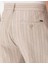 Erkek Haki Slim Fit Keten Karışımlı Çizgili Dokuma Şort 50301806-VR027 6