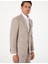 Erkek Açık Kahverengi Slim Fit Yün Keten Karışımlı Çizgili Takım Elbise 50302403-VR002 3