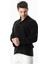 Uzun Kol Hakim Yaka Müslin Yazlık Sweatshirt Siyah Syh 5