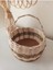 Hasır bambu rattan ahşap tabanlı saplı küçük sepet 15x9 cm, şık ve kullanışlı 2