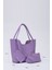 Lila SHK108 Çıtçıtlı Suni Deri Cüzdanlı Makyaj Çantalı Kadın El ve Omuz Çantası U:25 E:38 G:15 cm 2