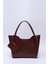 Bordo SHK108 Çıtçıtlı Suni Deri Cüzdanlı Makyaj Çantalı Kadın El ve Omuz Çantası U:25 E:38 G:15 cm 1