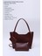 Bordo SHK108 Çıtçıtlı Suni Deri Cüzdanlı Makyaj Çantalı Kadın El ve Omuz Çantası U:25 E:38 G:15 cm 3
