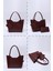 Bordo SHK108 Çıtçıtlı Suni Deri Cüzdanlı Makyaj Çantalı Kadın El ve Omuz Çantası U:25 E:38 G:15 cm 8