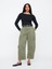 Kadın Haki High Rise Barrel Kargo Khaki Pantolon 4