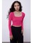 Fuşya Uzun Kollu Crop Triko Kazak SWK4500FU 1