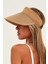 Kadın Geniş Siperli Vizör Hasır Plaj Şapkası Camel 2