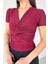 BLZ-13325 Bordo Önden Bağlama Detaylı V Yaka Bluz 2
