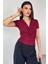BLZ-13325 Bordo Önden Bağlama Detaylı V Yaka Bluz 4