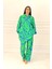 Yeşil Desenli Dik Yaka Cepli Tunik Pantolon Takım 2
