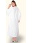 Beyaz V Yaka Göğsü Kelebek Nakışlı Cepli Oversize Uzun Gömlek Elbise 4