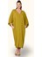 Hardal Rengi V Yaka Önü Nota Nakışlı Cepli Oversize Uzun Gömlek Elbise 2